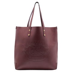 Burberry Burgundy Leather Large Embossed Crest Tote
