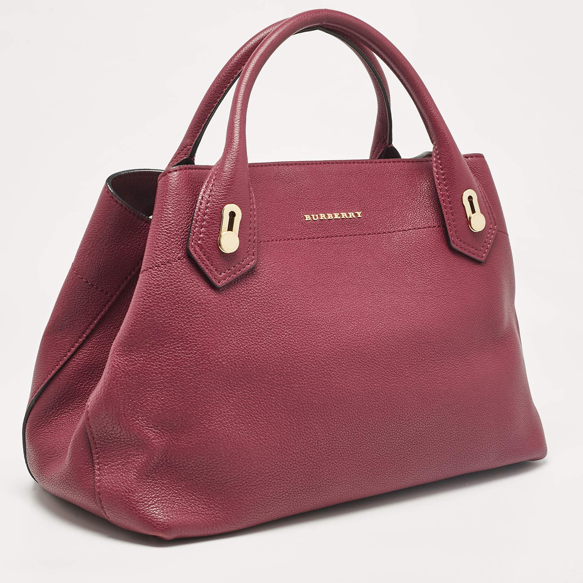 Pink Burberry Burgundy Leather Medium Milton Satchel