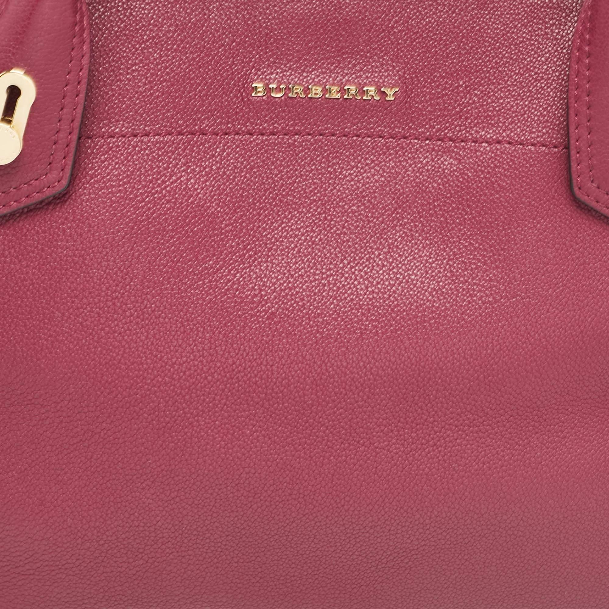 Women's Burberry Burgundy Leather Medium Milton Satchel