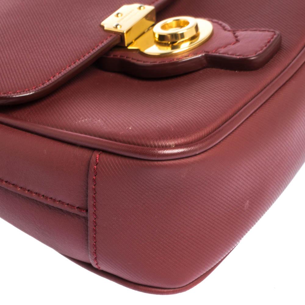 Burberry Burgundy Leather Mini DK88 Top Handle Bag In Excellent Condition In Dubai, Al Qouz 2