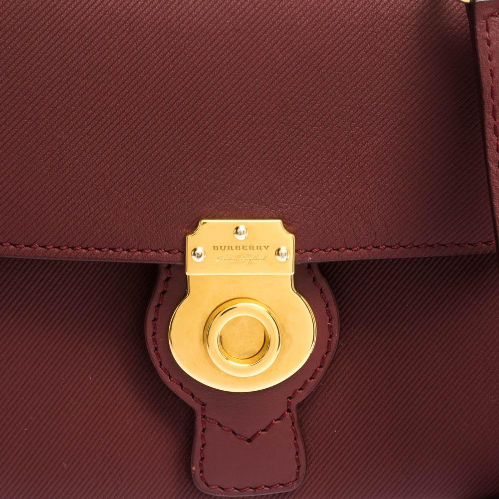 Women's Burberry Burgundy Leather Mini DK88 Top Handle Bag