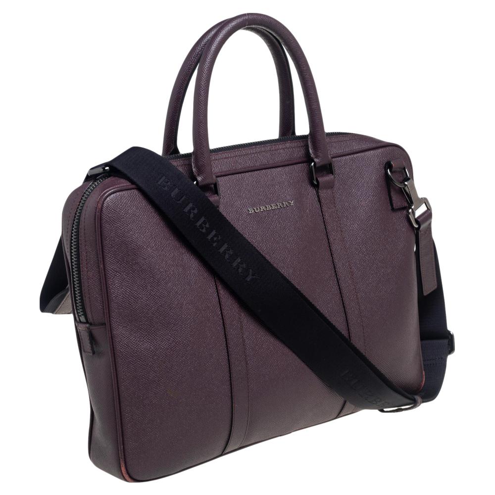 Women's Burberry Burgundy Leather Newburg Briefcase
