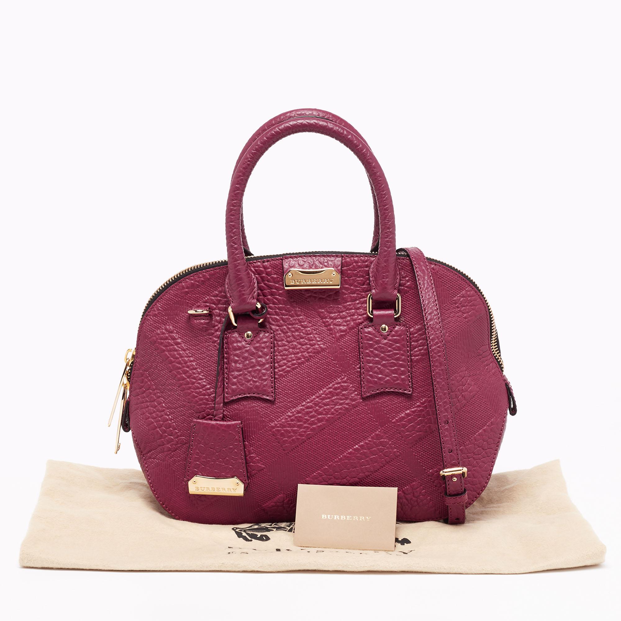 Burberry Burgundy Leather Orchard Bowling Bag 4