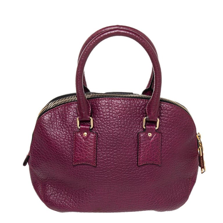 Burberry Burgundy Leather Orchard Bowling Bag at 1stDibs
