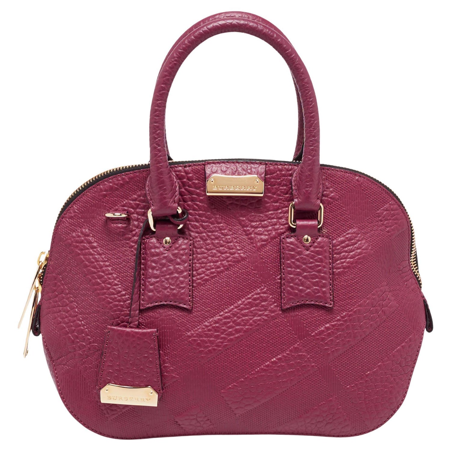 Burberry Burgundy Leather Orchard Bowling Bag For Sale at 1stDibs