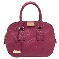 Burberry Burgundy Leather Orchard Bowling Bag