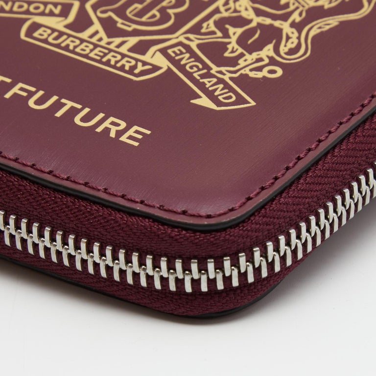 Burberry Burgundy Leather Passport Wallet For Sale at 1stDibs