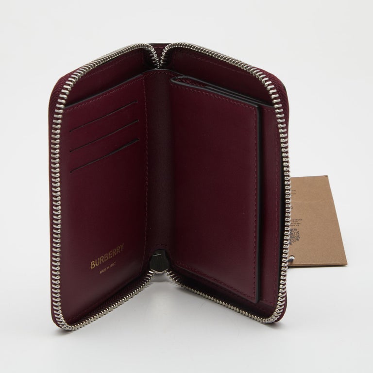 Burberry Burgundy Leather Passport Wallet For Sale at 1stDibs