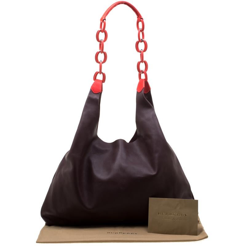 Burberry Burgundy Leather Shopper Bag 5