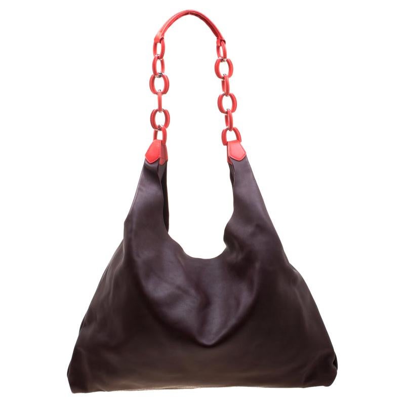 Burberry Burgundy Leather Shopper Bag