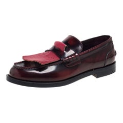 Burberry Burgundy Leather Slip On Bedmoore Loafers Size 45