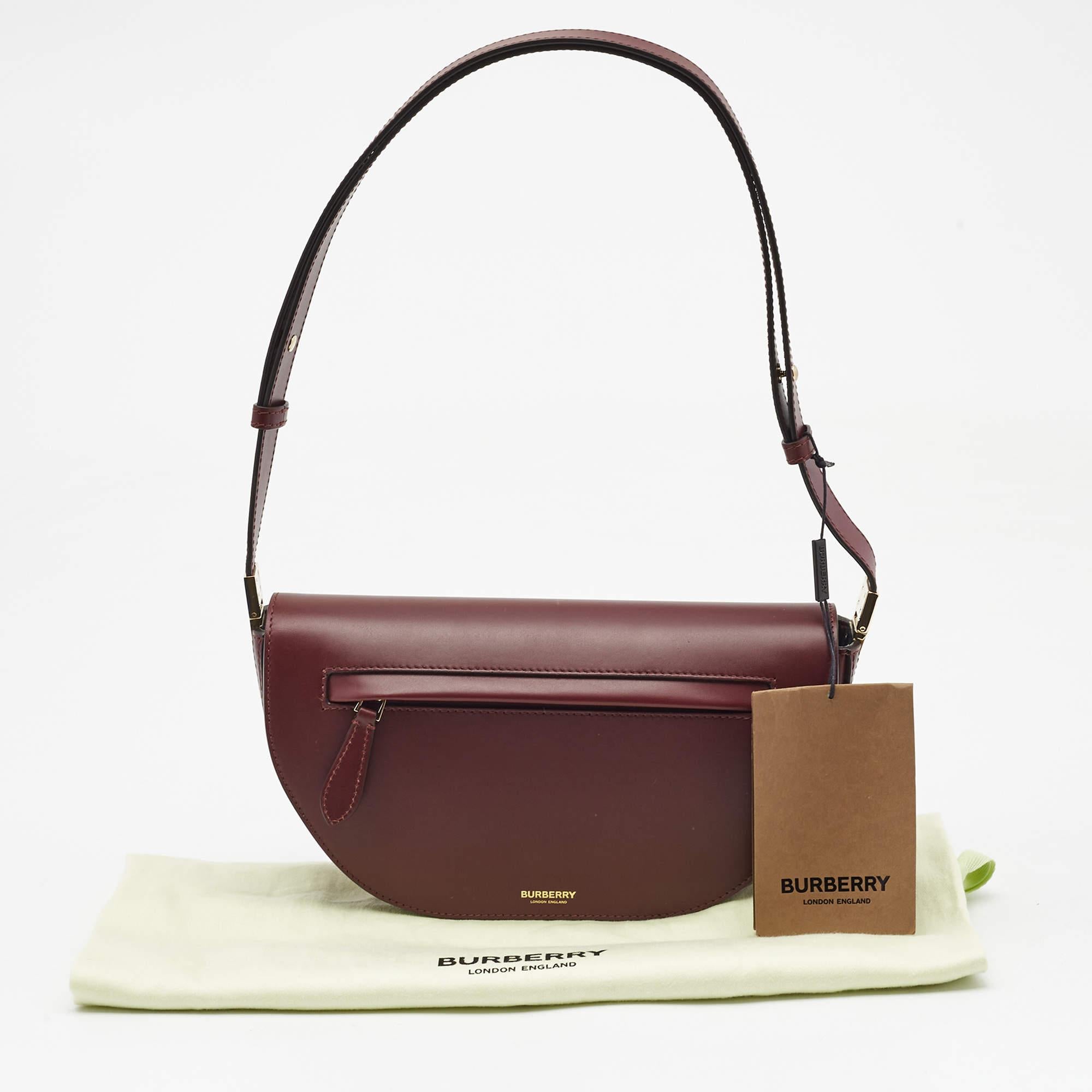 Burberry Burgundy Leather Small Olympia Shoulder Bag 6