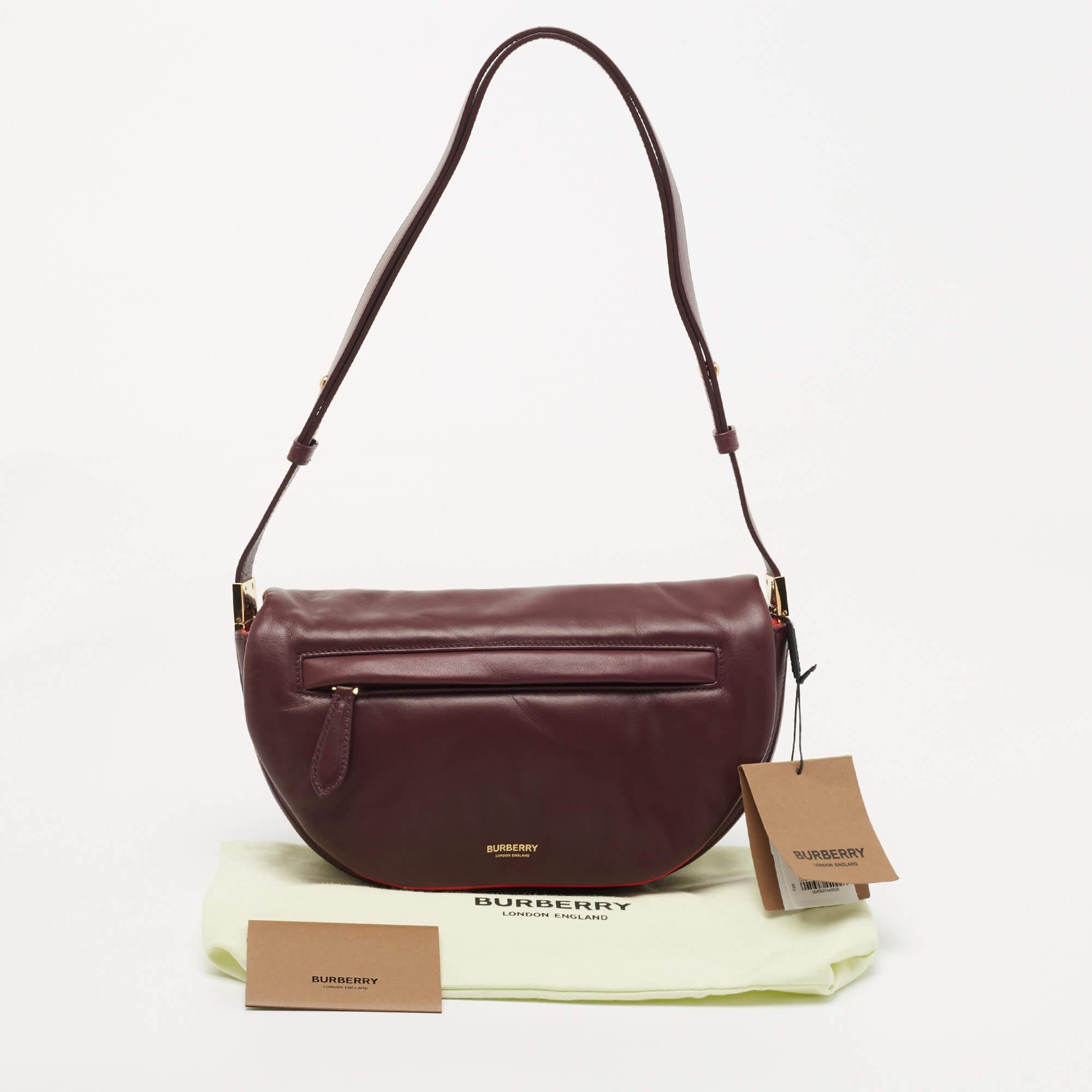 Burberry Burgundy Leather Small Olympia Shoulder Bag 9