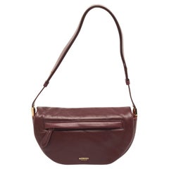 Burberry Burgundy Leather Small Olympia Shoulder Bag