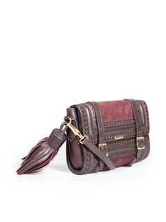 Burberry Burgundy Leather & Suede Shoulder Bag