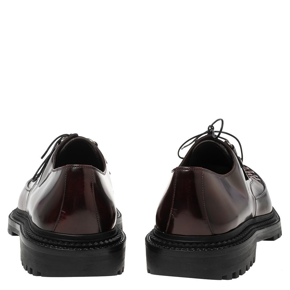 Noir Burberry Creepers à bouts tissés et à lacets bordeaux, taille 45