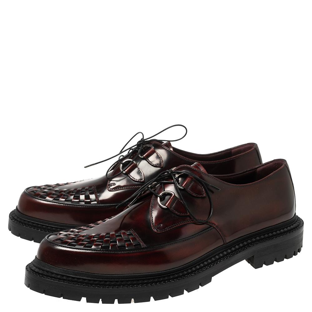 Burberry Creepers à bouts tissés et à lacets bordeaux, taille 45 2
