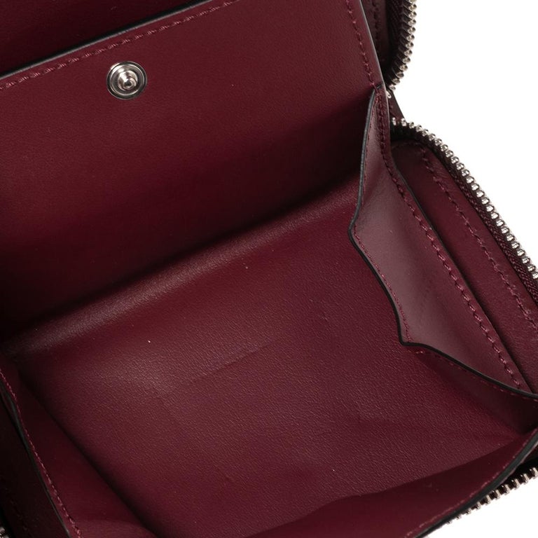 Burberry Burgundy Leather Zipped Passport Wallet at 1stDibs