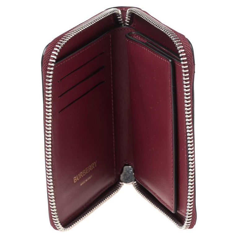 Burberry Burgundy Leather Zipped Passport Wallet at 1stDibs