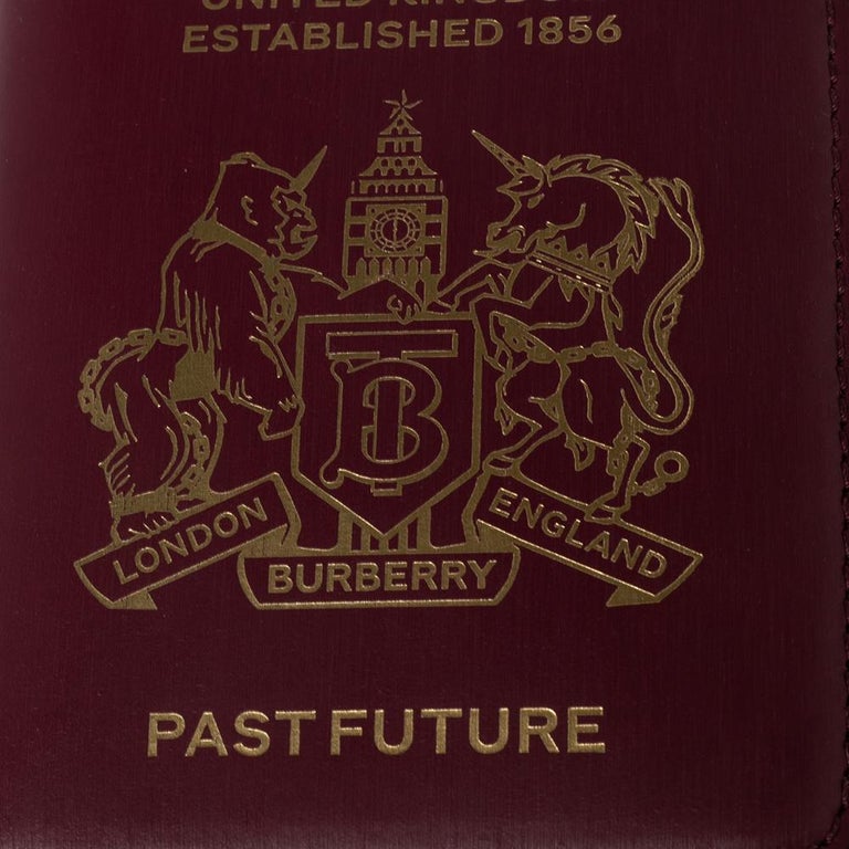 Burberry Burgundy Leather Zipped Passport Wallet at 1stDibs
