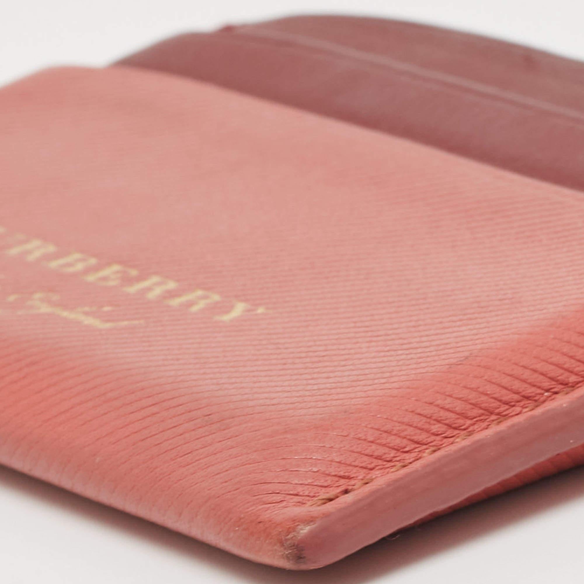 Burberry Burgundy/Light Red Leather Card Holder 6