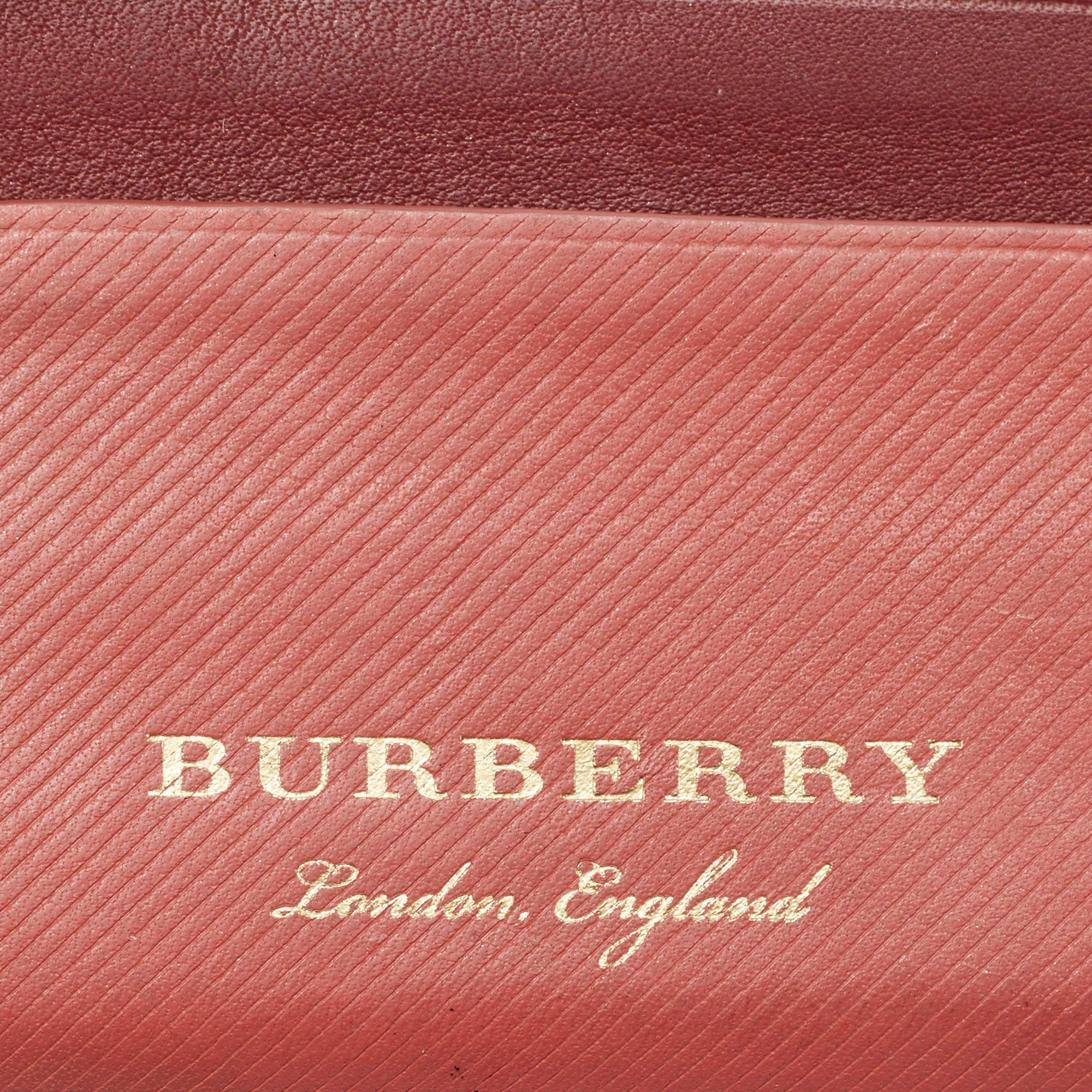 Burberry Burgundy/Light Red Leather Card Holder 1