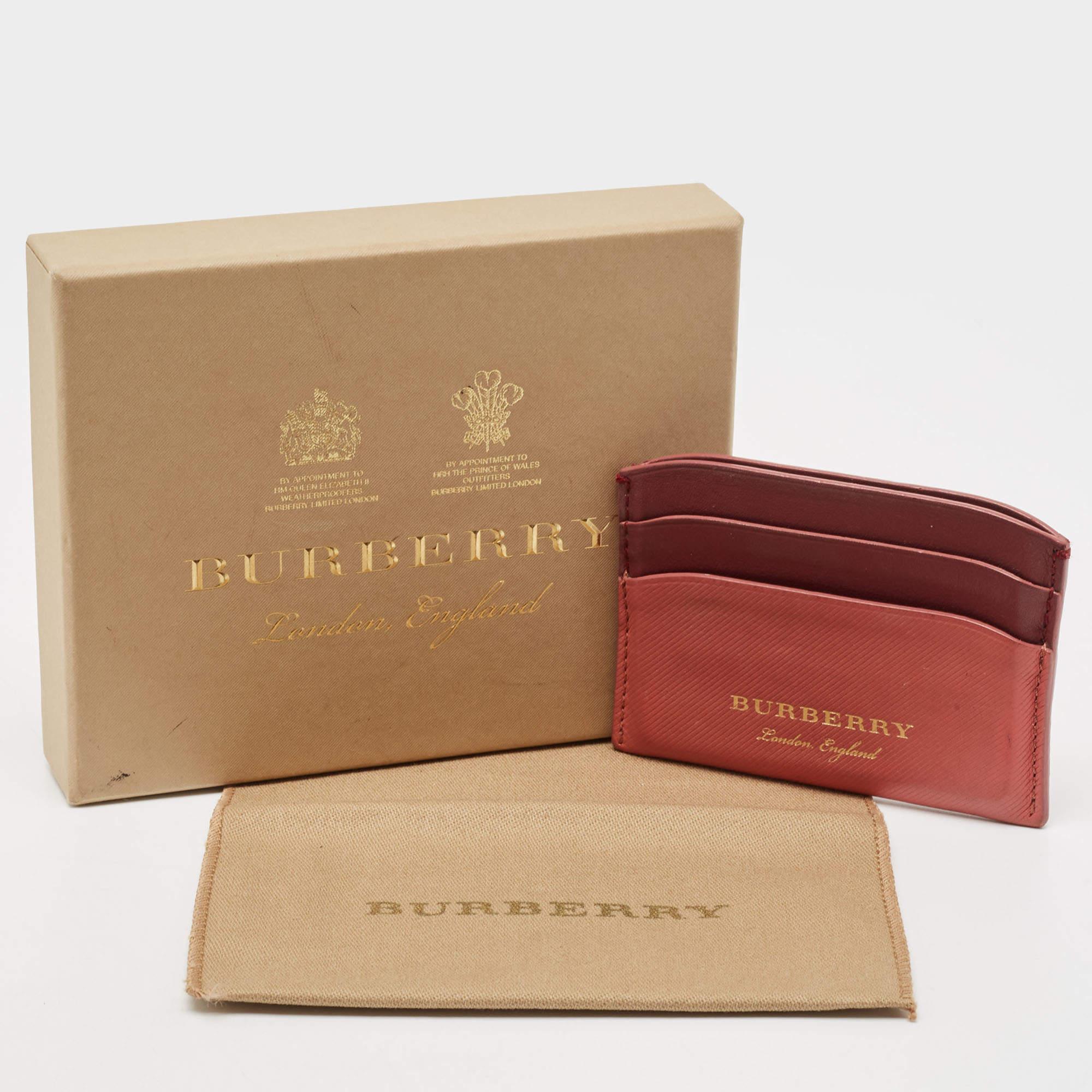 Burberry Burgundy/Light Red Leather Card Holder 2