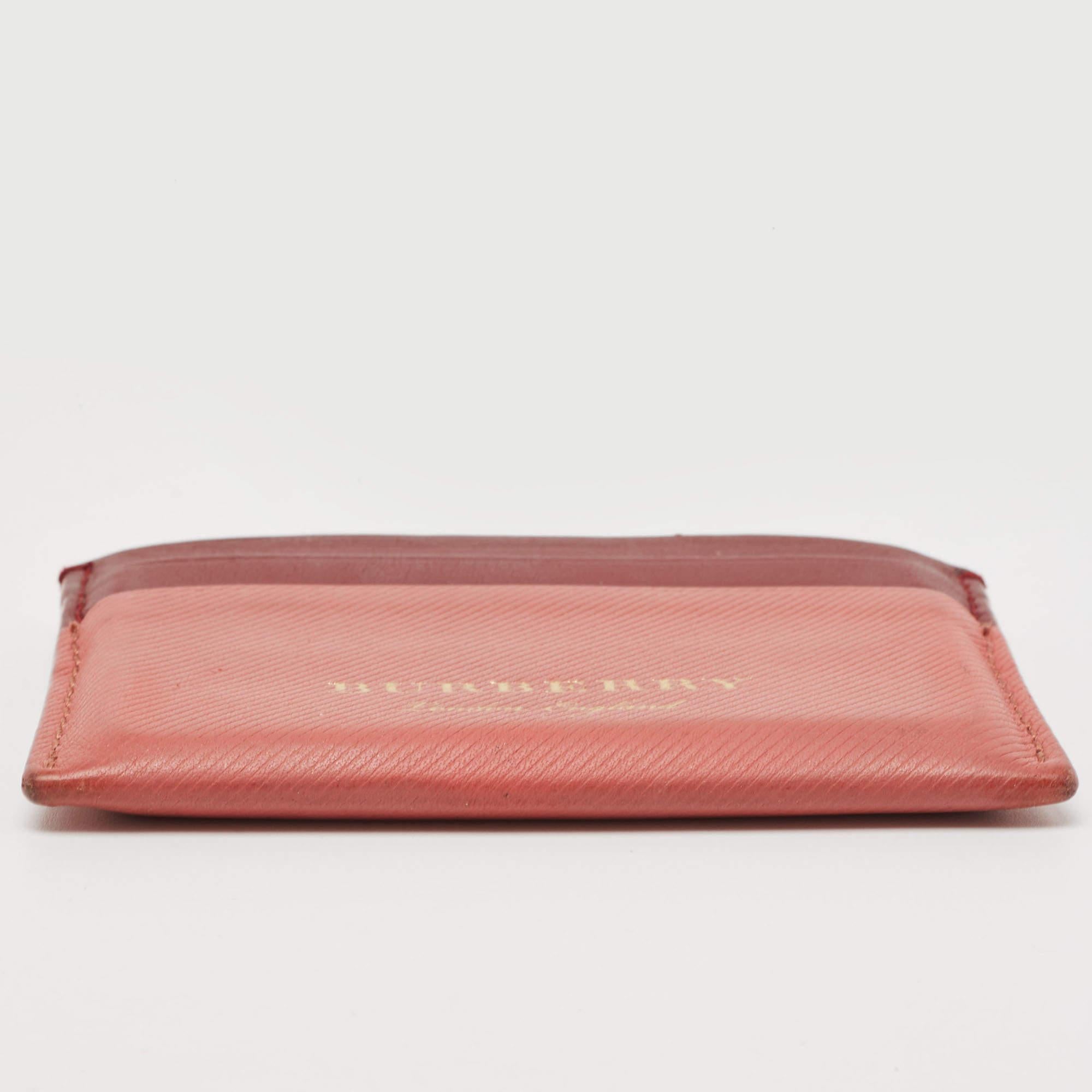 Burberry Burgundy/Light Red Leather Card Holder 3