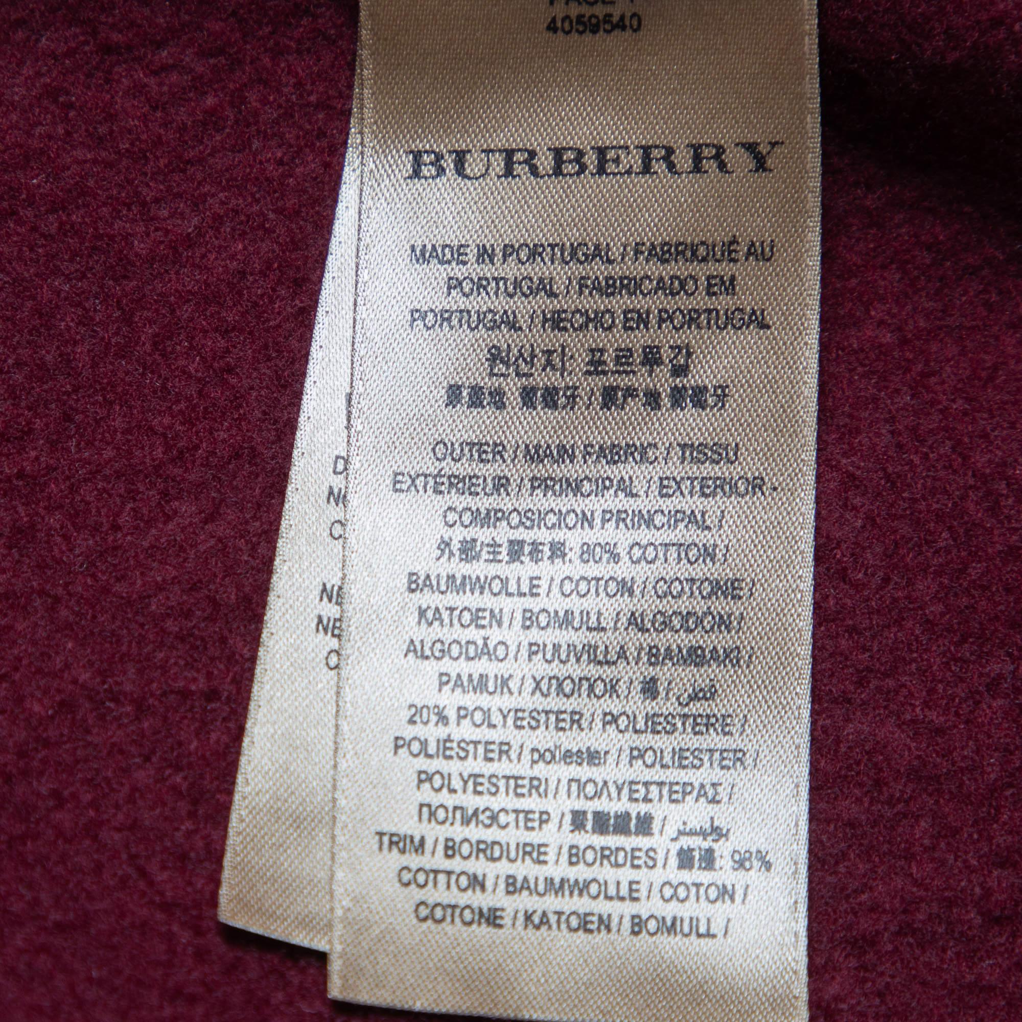 Women's Burberry Burgundy Logo Embroidered Cotton Cape M For Sale