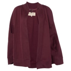 Burberry Burgundy Logo Embroidered Cotton Cape M
