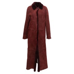 Burberry - Manteau long en peau de mouton bourgogne