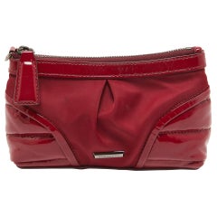 Burberry Burgundy Patent Leather and Nylon Westchester Clutch