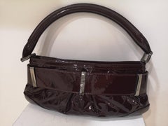 Burberry burgundy patent leather handle shoulder bag
