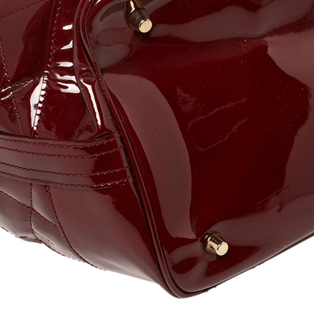 Burberry Burgundy Patent Leather Quilted Beaton Bag 5