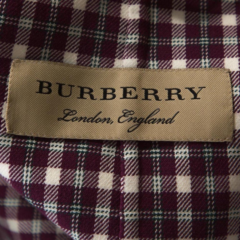 Burberry Burgundy Plaid Check Cotton Blazer L at 1stDibs | burberry ...