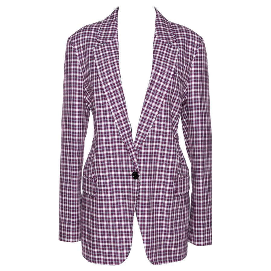Plaid Blazer- Burgundy