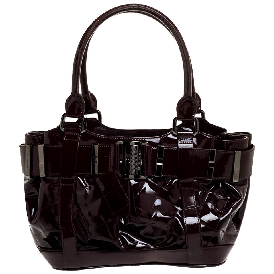Burberry Burgundy Gestepptes Lackleder Healy Tote
