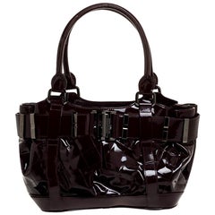 Burberry Burgundy Quilted Patent Leather Healy Tote