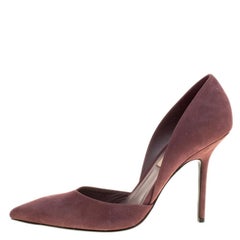 Burberry Burgundy Suede D'orsay Pointed Toe Pumps Size 38.5