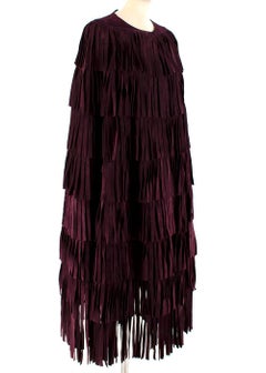 Burberry Burgundy Suede Fringed Cape US6