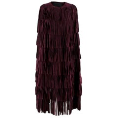 Burberry Burgundy Suede Fringed Cape US6