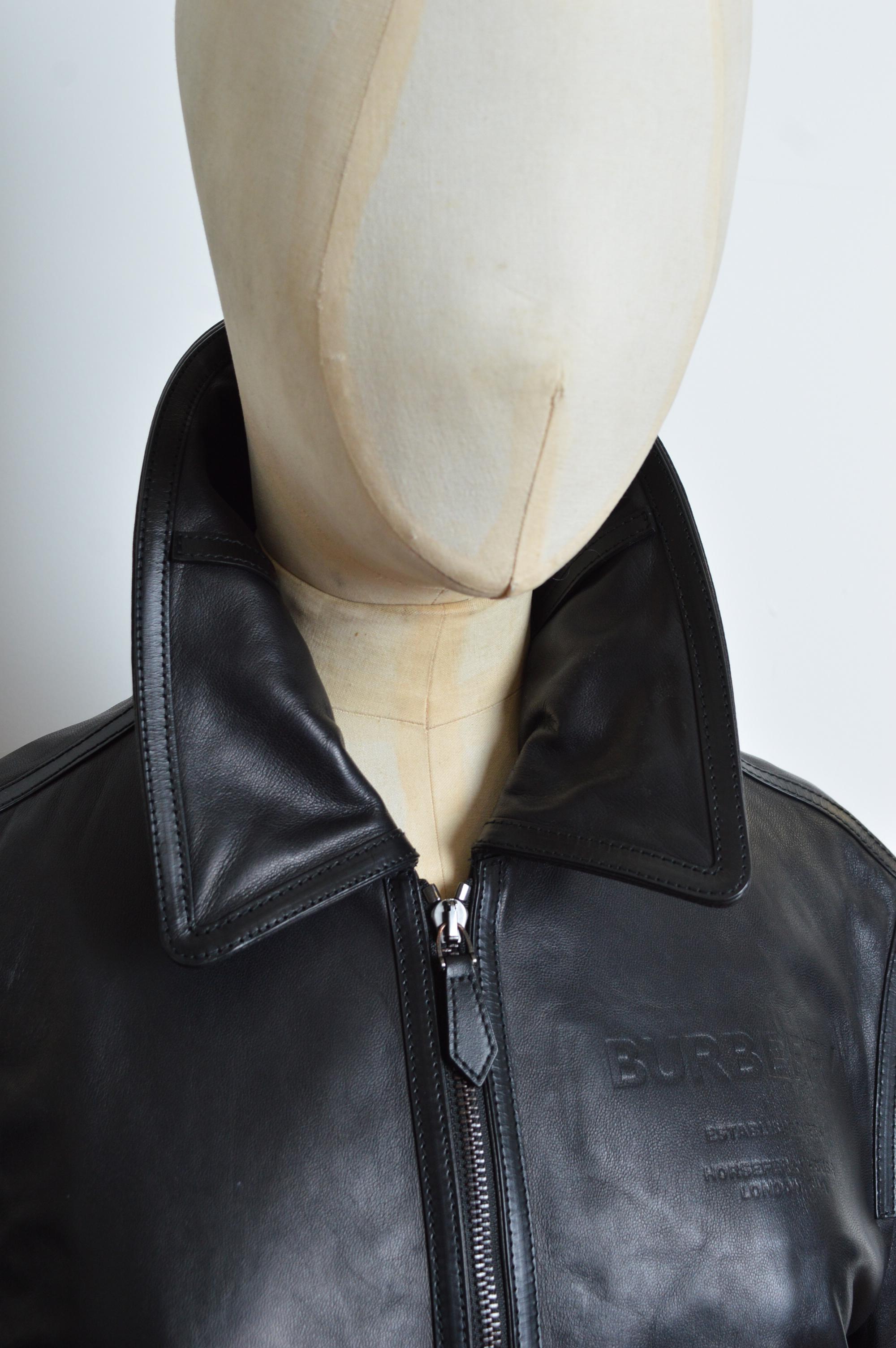 Burberry by Ricardo Tisci Lamb skin leather Bomber Jacket In Good Condition For Sale In Sheffield, GB