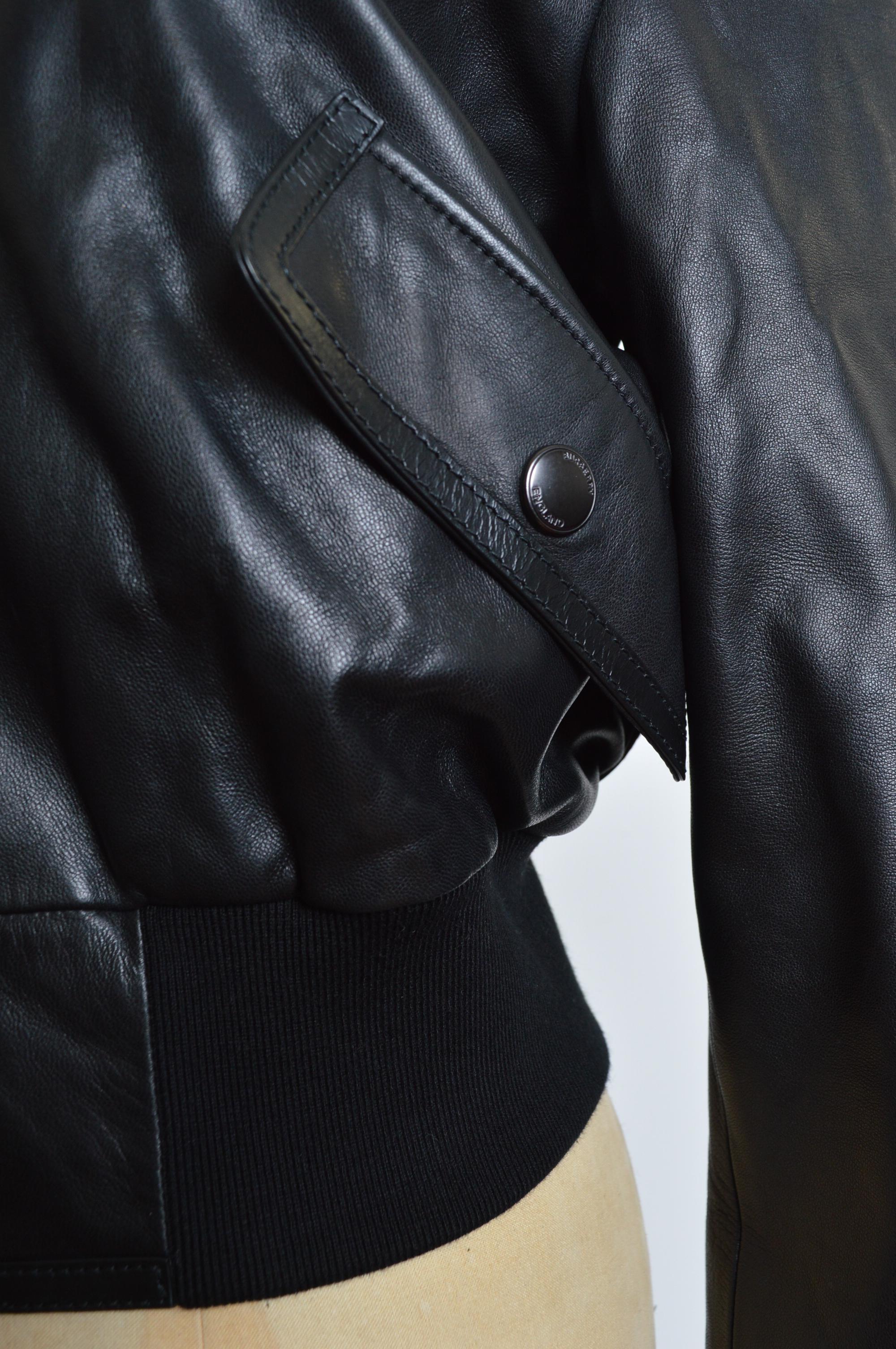 Burberry by Ricardo Tisci Lamb skin leather Bomber Jacket For Sale 3