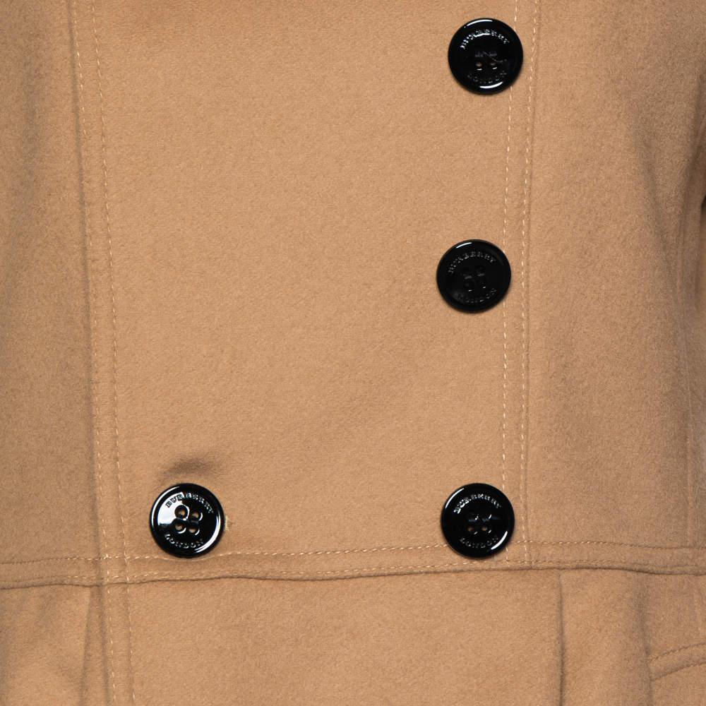 Burberry Camel Brown Wool & Cashmere Detachable Fur Collar Coat M In Good Condition In Dubai, Al Qouz 2