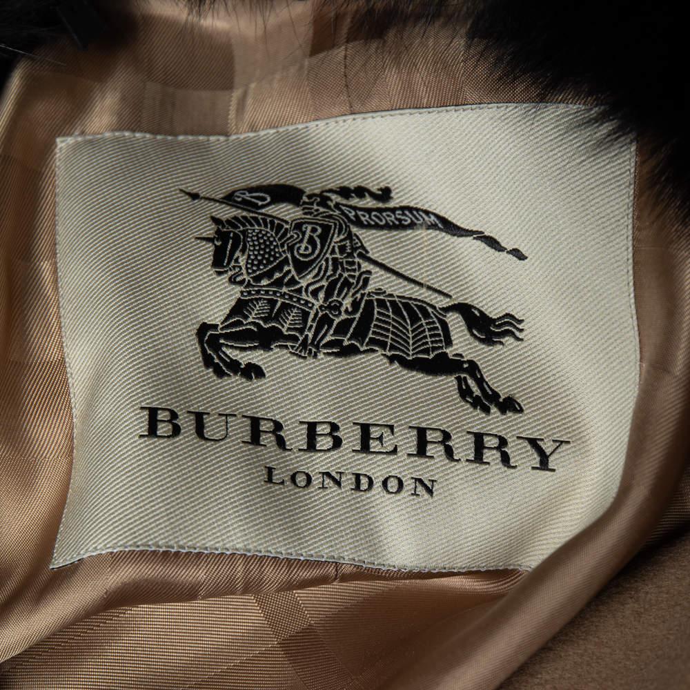 Burberry Camel Brown Wool & Cashmere Detachable Fur Collar Coat M 1
