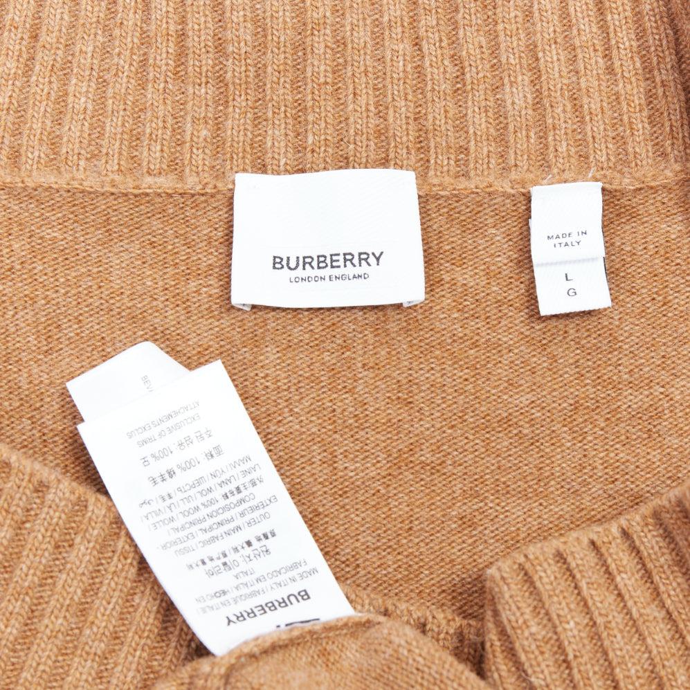 BURBERRY camelbrauner Wollpullover mit Horn-Knopfleiste L im Angebot 3