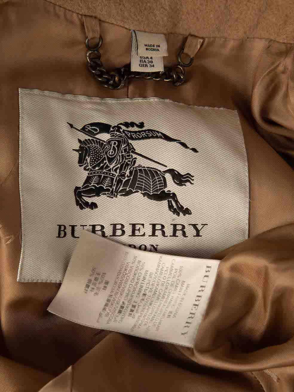 Women's Burberry Camel Hair Double Breasted Coat Size XS For Sale