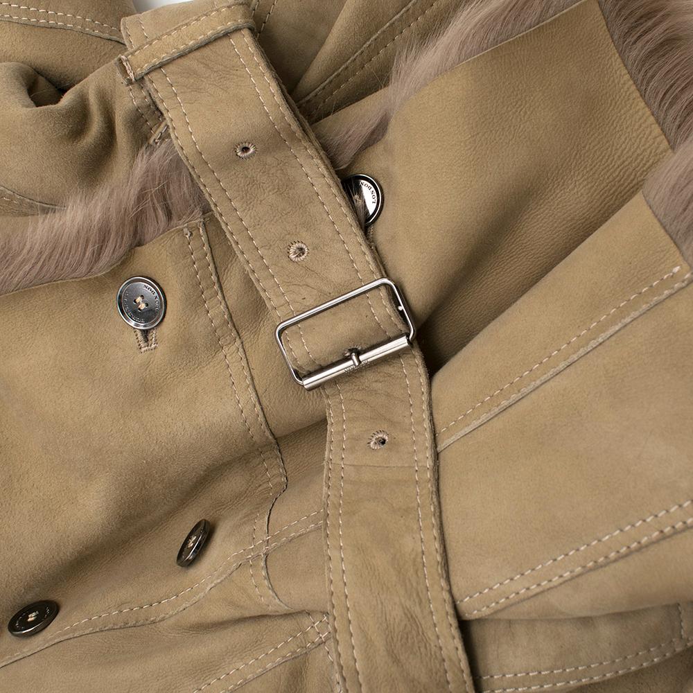 Burberry Camel Lamb Shearling Belted Jacket	SIZE UK 10 In Excellent Condition In London, GB