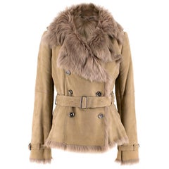 Burberry Camel Lamb Shearling Belted Jacket SIZE UK 10 at 1stDibs | burberry  shearling coat, burberry shearling jacket, burberry shearling parka