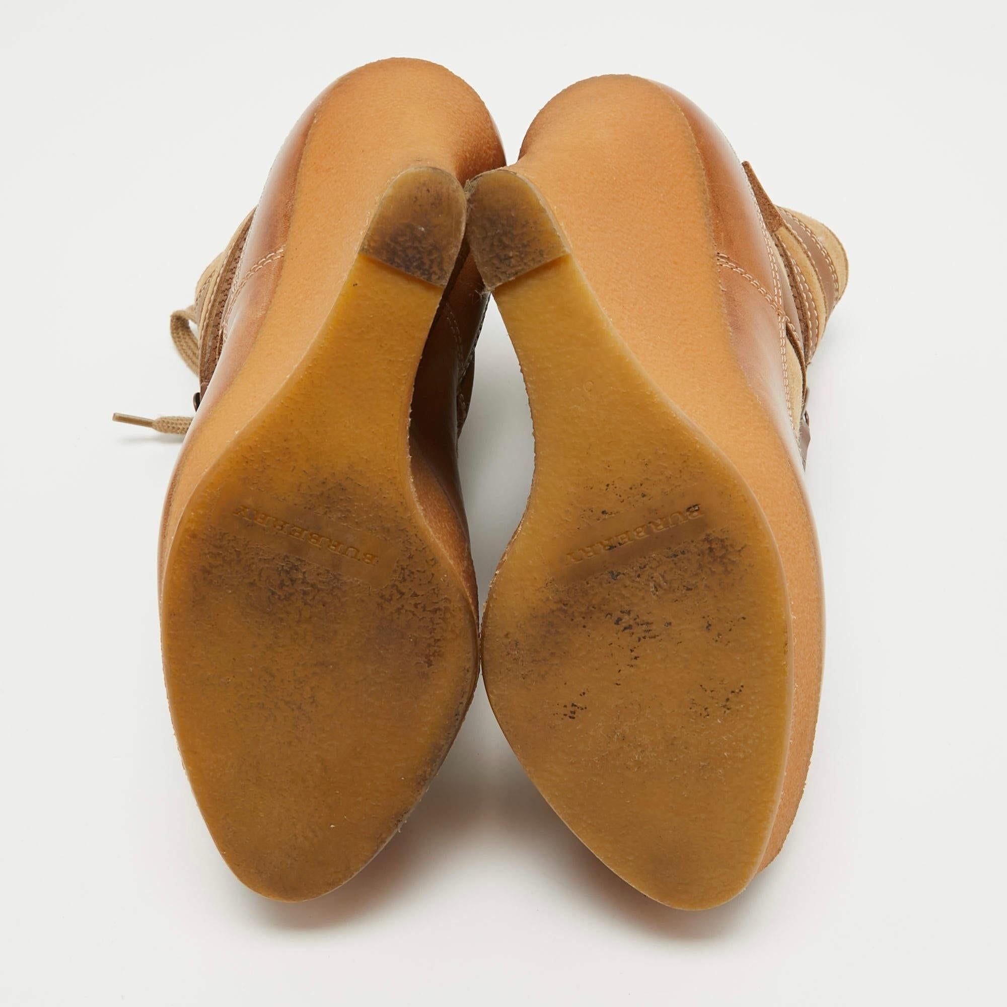 Burberry Camel Leather Platform Wedges (US 8) For Sale 2